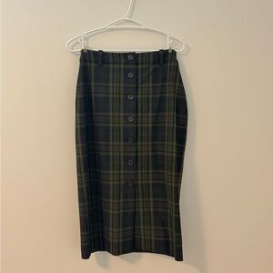 Wilfred Green and Black Plaid Pencil Skirt